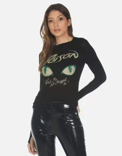 Lauren Moshi Crystal Poison Cat Dragged In Fitted Top | Mckinley X By *Women Long Sleeve