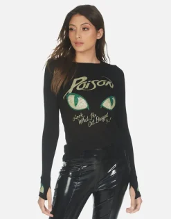 Lauren Moshi Crystal Poison Cat Dragged In Fitted Top | Mckinley X By *Women Long Sleeve