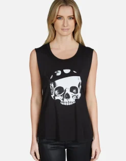 Lauren Moshi Crystal Royal Skull Scoop Neck Muscle Tank | Kel By *Women Tanks