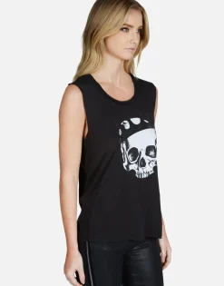 Lauren Moshi Crystal Royal Skull Scoop Neck Muscle Tank | Kel By *Women Tanks