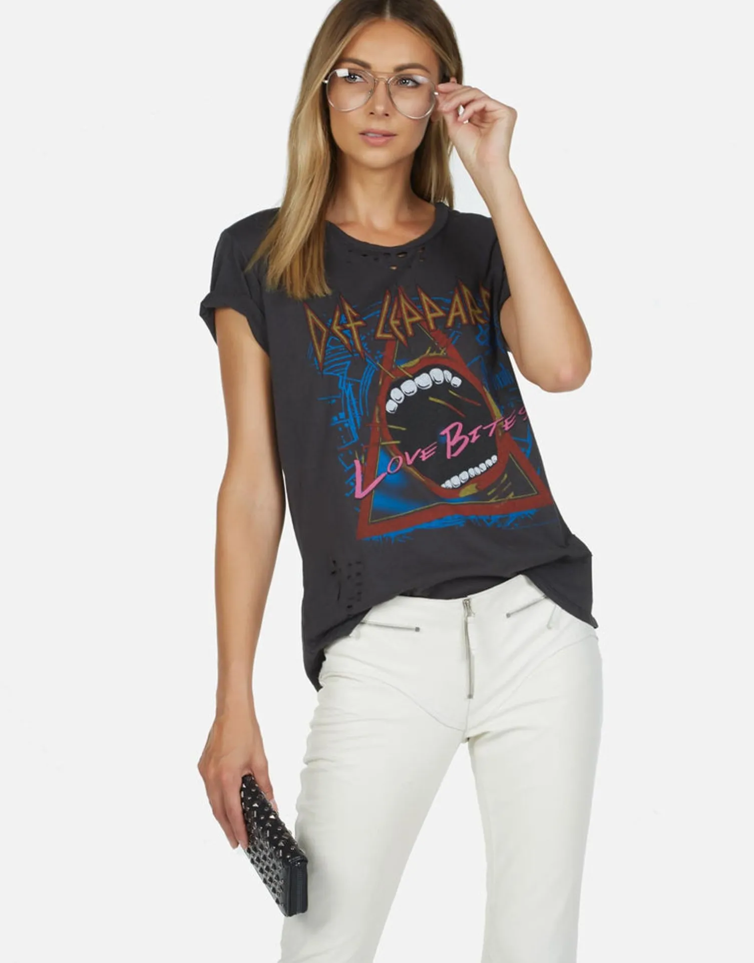 Lauren Moshi Def Leppard Love Bites Vintage Band Tee By *Women Short Sleeve