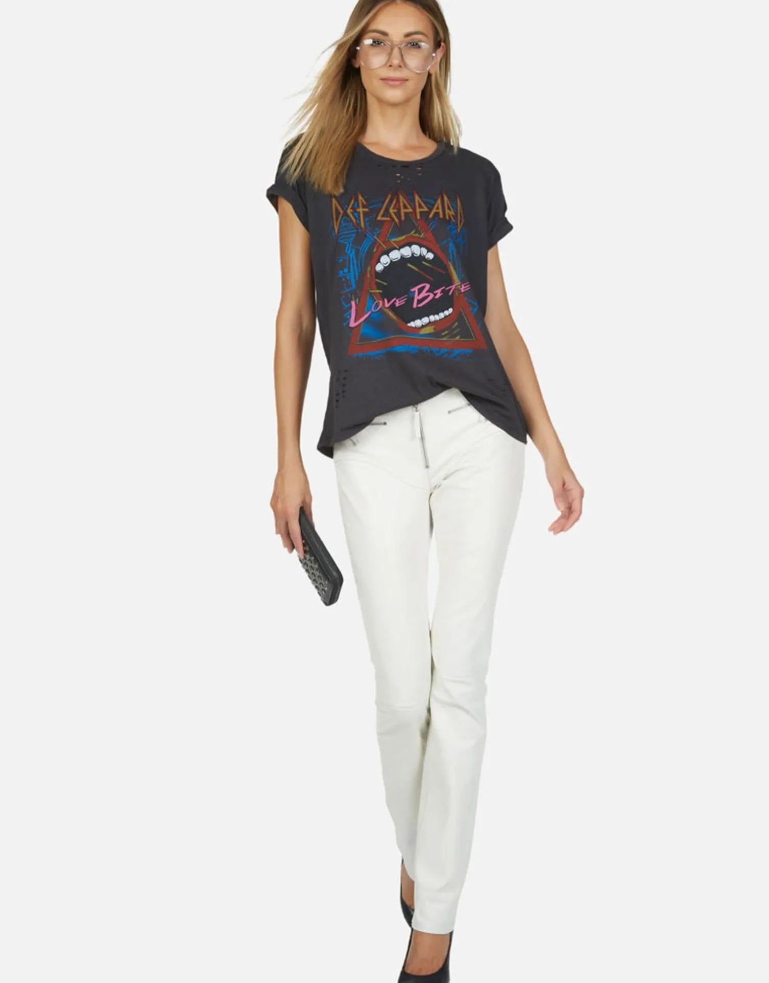 Lauren Moshi Def Leppard Love Bites Vintage Band Tee By *Women Short Sleeve