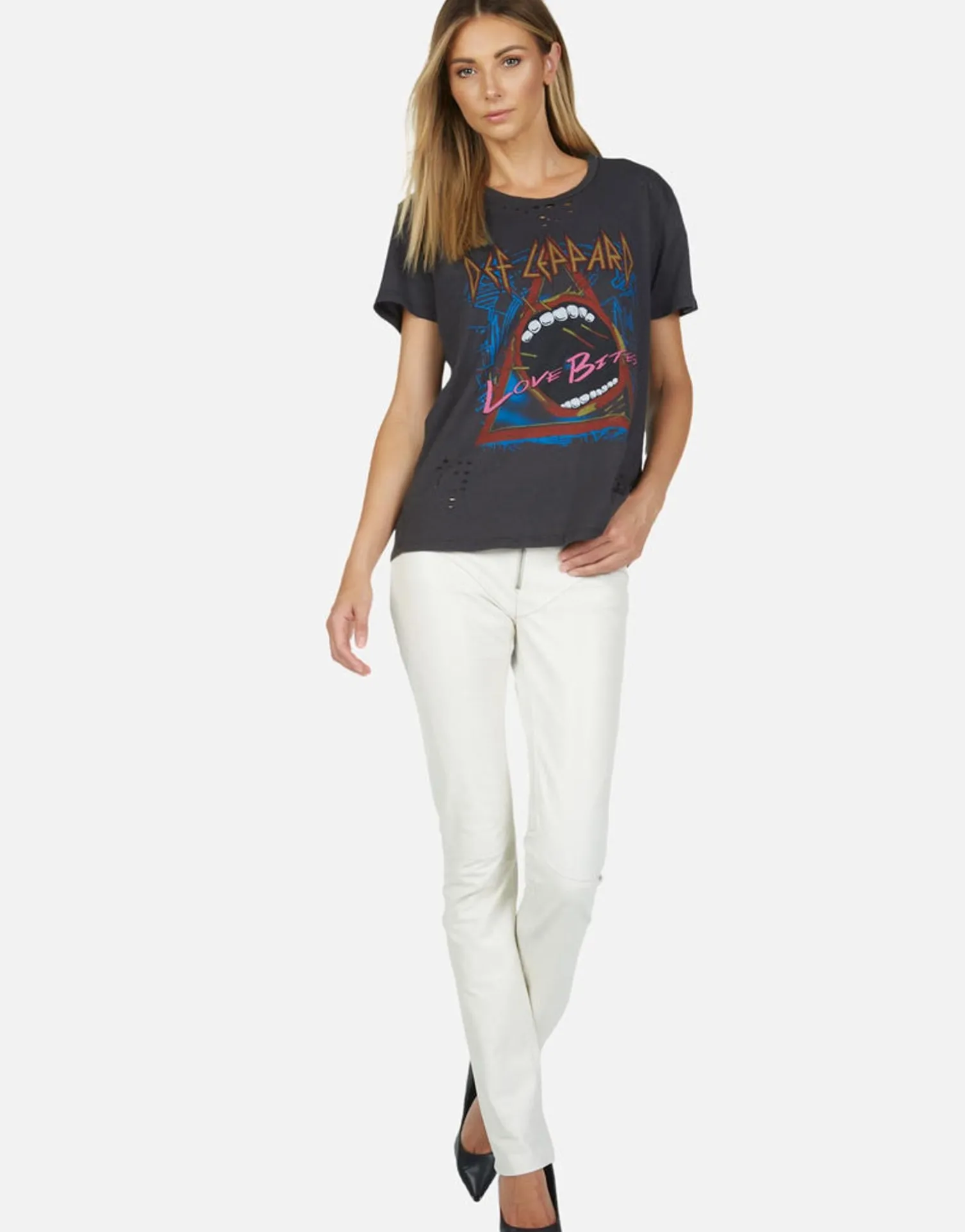 Lauren Moshi Def Leppard Love Bites Vintage Band Tee By *Women Short Sleeve