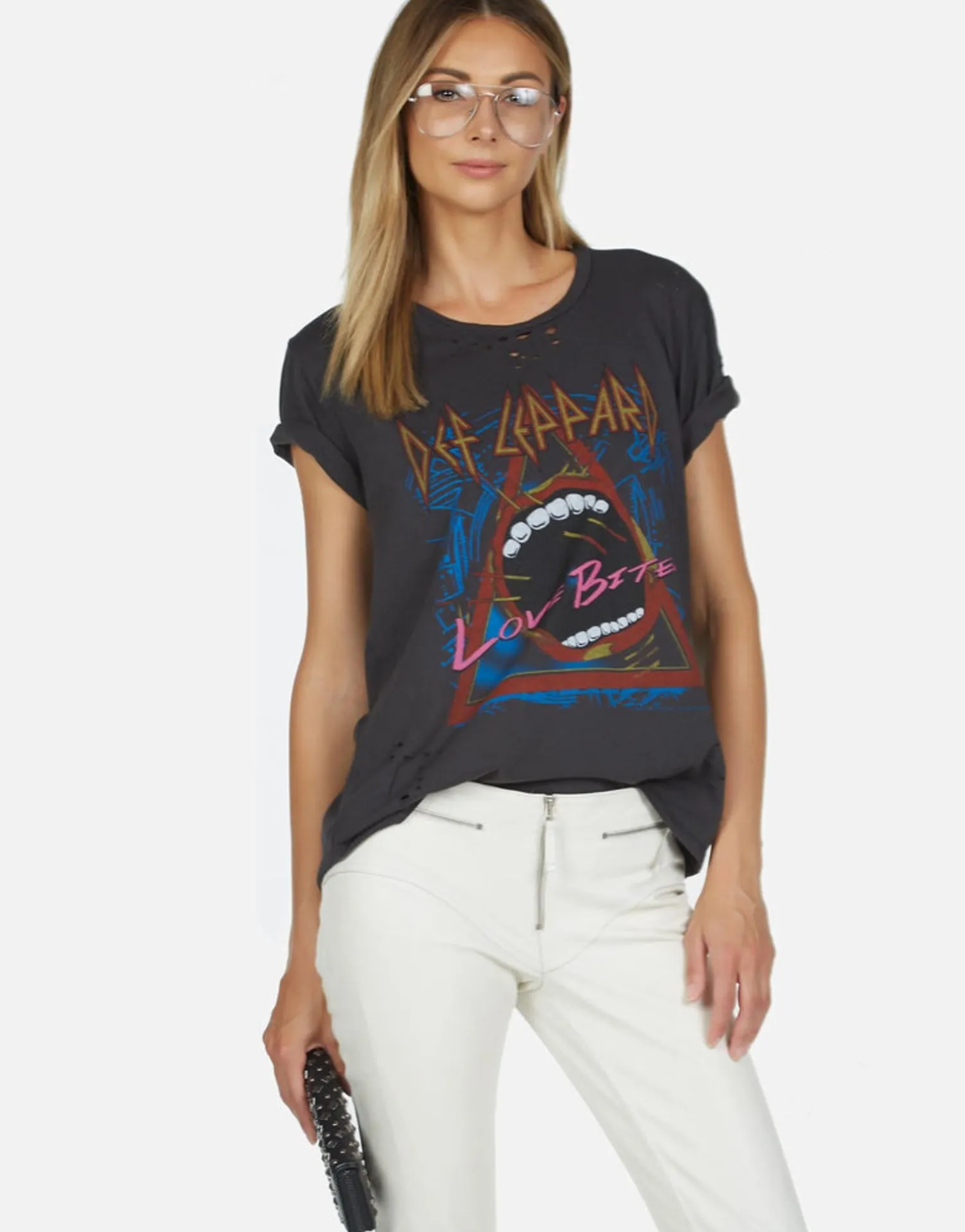Lauren Moshi Def Leppard Love Bites Vintage Band Tee By *Women Short Sleeve