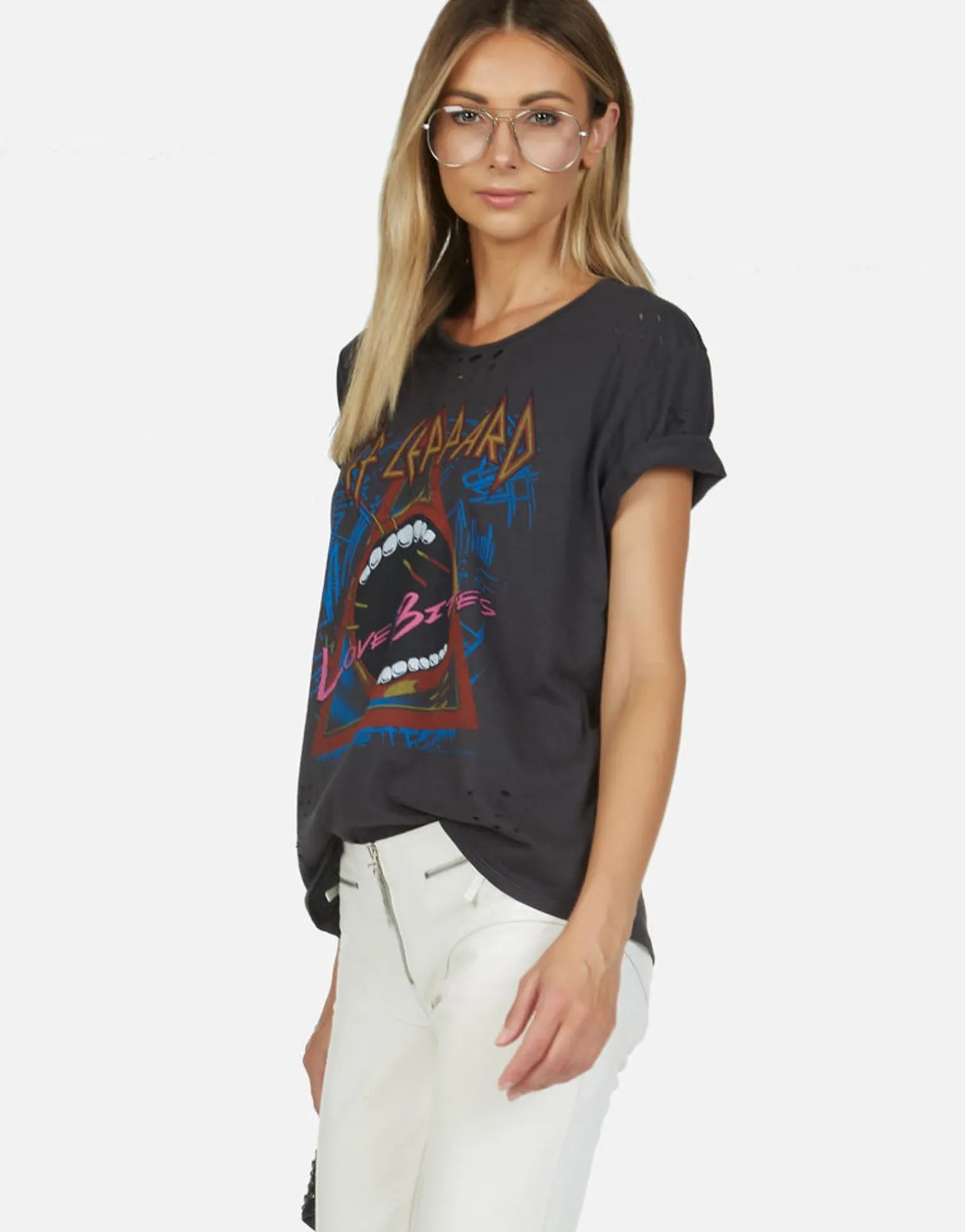 Lauren Moshi Def Leppard Love Bites Vintage Band Tee By *Women Short Sleeve