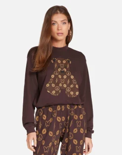 Lauren Moshi Designer Bear Crop Pullover In Brown | Spalding By *Women Long Sleeve