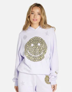 Lauren Moshi Diamond Happyface Hoodie In Lt Purple | Trina By *Women Hoodies
