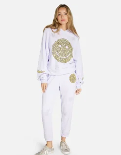 Lauren Moshi Diamond Happyface Hoodie In Lt Purple | Trina By *Women Hoodies