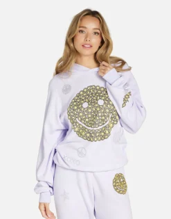 Lauren Moshi Diamond Happyface Hoodie In Lt Purple | Trina By *Women Hoodies