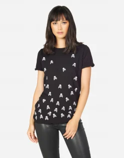 Lauren Moshi Edda Mini Cross Bone Skulls*Women Short Sleeve