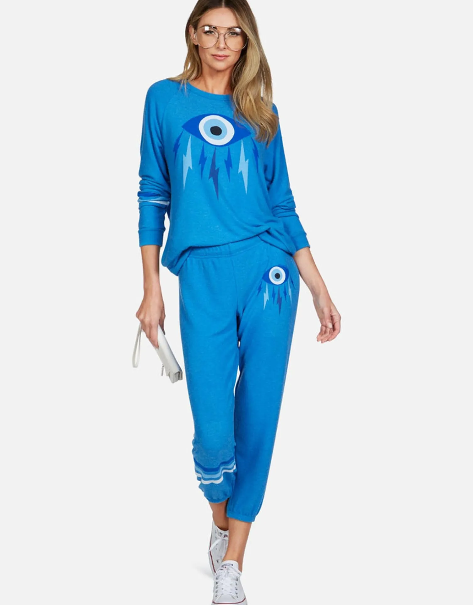 Lauren Moshi Electric Evil Eye Crop Sweat Pant | Alana By *Women Crop Sweatpants
