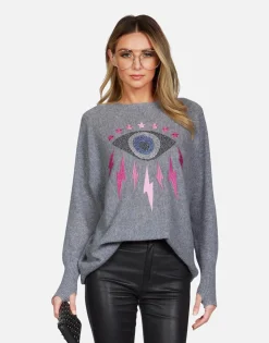 Lauren Moshi Electric Evil Eye Draped Cashmere Sweater | Ladona By *Women Sweaters & Knits