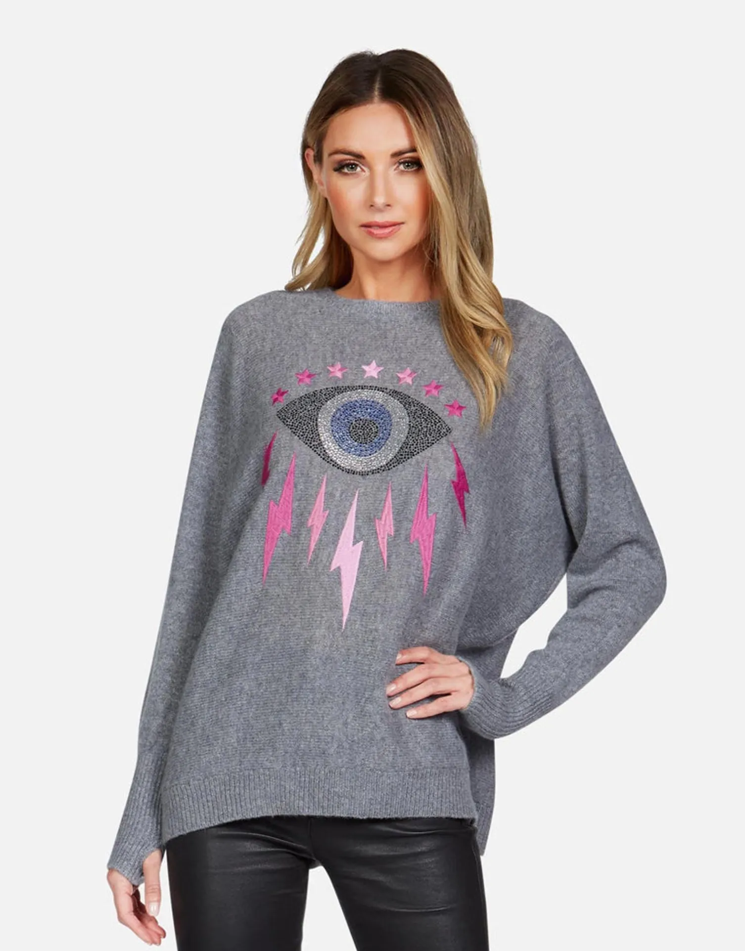 Lauren Moshi Electric Evil Eye Draped Cashmere Sweater | Ladona By *Women Sweaters & Knits