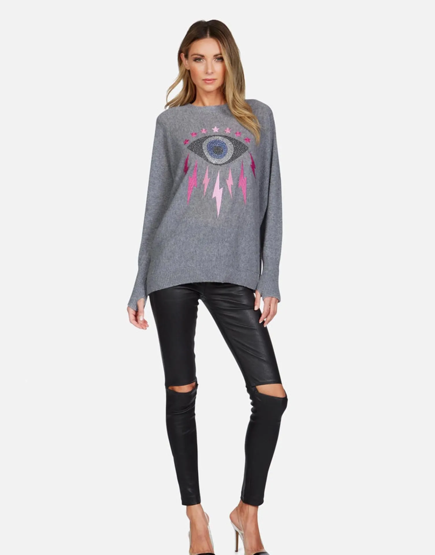 Lauren Moshi Electric Evil Eye Draped Cashmere Sweater | Ladona By *Women Sweaters & Knits
