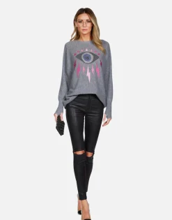 Lauren Moshi Electric Evil Eye Draped Cashmere Sweater | Ladona By *Women Sweaters & Knits