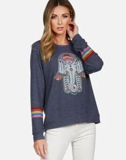 Lauren Moshi Elephant Hamsa L/S Raglan Pullover | Everly By *Women Long Sleeve