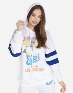 Lauren Moshi Elton John Dodgers Classic Hoodie W/ Stripe Sleeves | Nadine By *Women Hoodies
