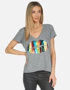 Lauren Moshi Emmalyn Rainbow Lightning Lip*Women Short Sleeve