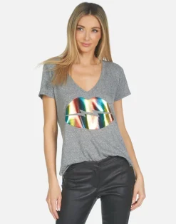 Lauren Moshi Emmalyn Rainbow Lightning Lip*Women Short Sleeve