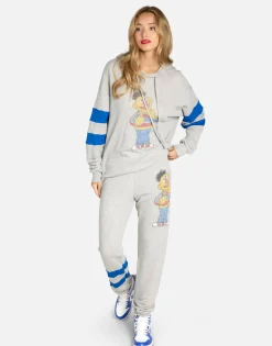 Lauren Moshi Ernie Hoodie In Heather Grey/ Vibrant Blue | Nadine By *Women Hoodies