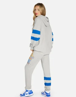 Lauren Moshi Ernie Hoodie In Heather Grey/ Vibrant Blue | Nadine By *Women Hoodies