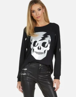Lauren Moshi Everly Electric Skull*Women Long Sleeve