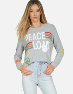 Lauren Moshi Everly Peace Love Stripe*Women Long Sleeve