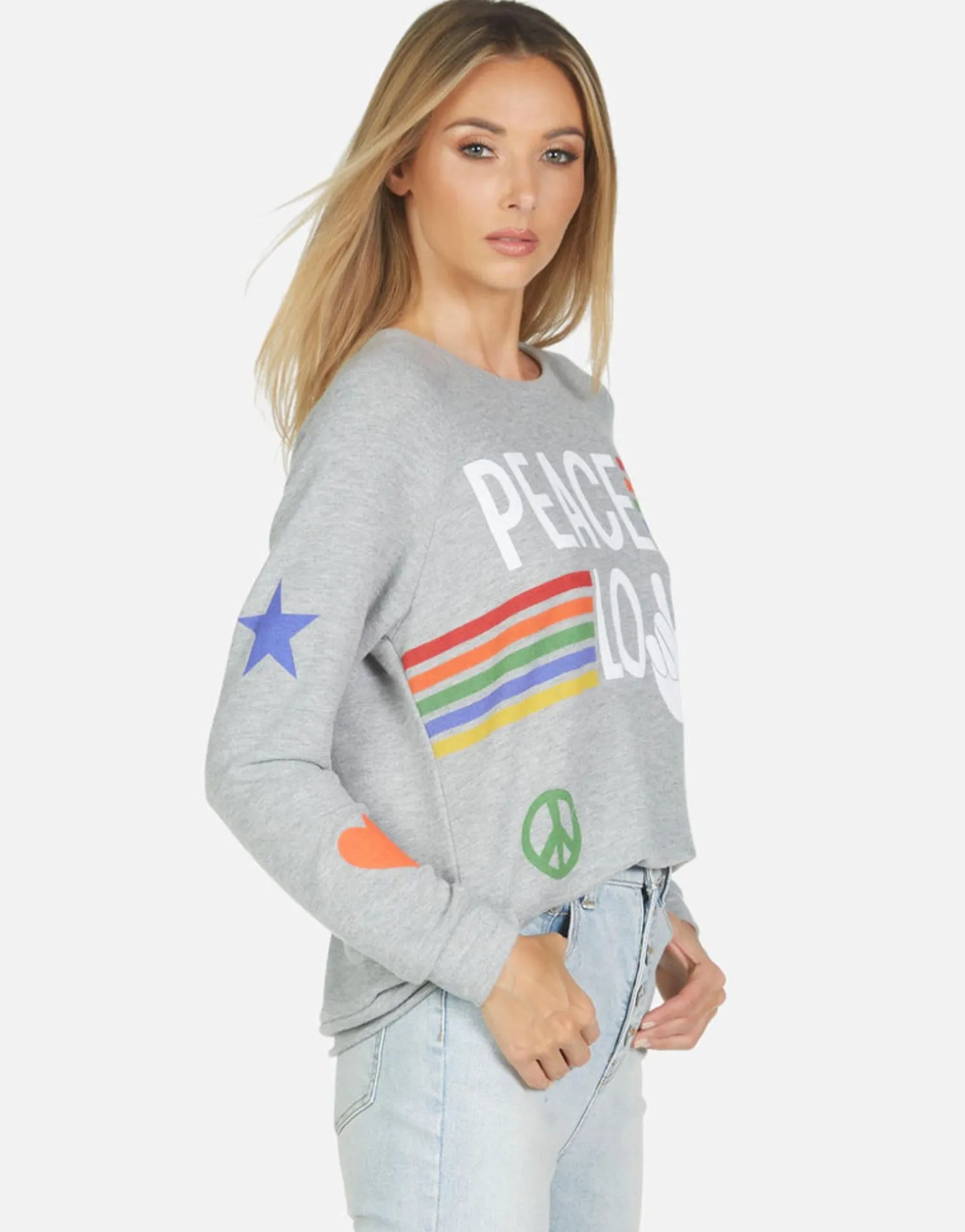 Lauren Moshi Everly Peace Love Stripe*Women Long Sleeve
