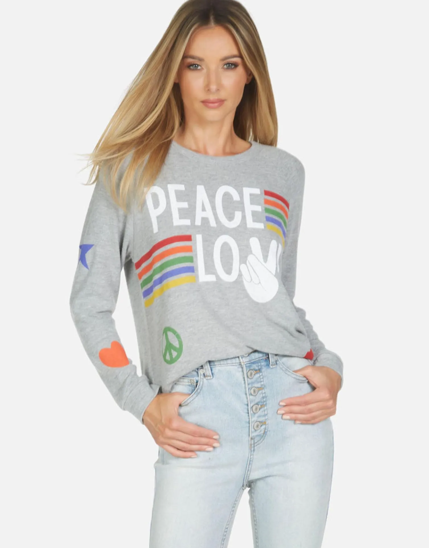 Lauren Moshi Everly Peace Love Stripe*Women Long Sleeve