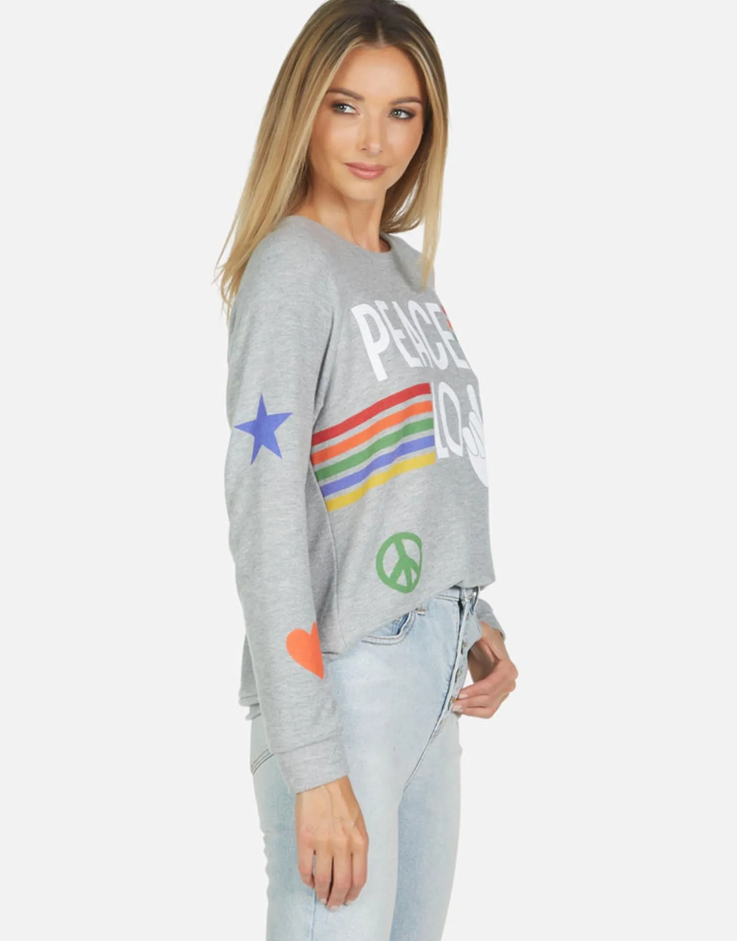Lauren Moshi Everly Peace Love Stripe*Women Long Sleeve