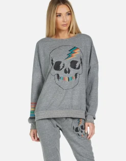 Lauren Moshi Flora Rainbow Electric Skull*Women Long Sleeve
