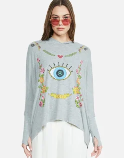Lauren Moshi Floral Eye Love Oversized Pullover W/ Hood | Wilma By *Women Hoodies