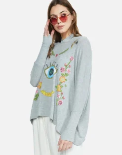 Lauren Moshi Floral Eye Love Oversized Pullover W/ Hood | Wilma By *Women Hoodies