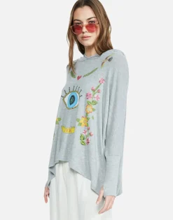 Lauren Moshi Floral Eye Love Oversized Pullover W/ Hood | Wilma By *Women Hoodies