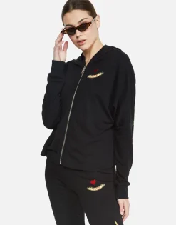 Lauren Moshi Floral Eye Love Zip Up Hoodie W/ Hi Low Hem | Amina By *Women Hoodies