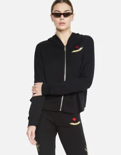 Lauren Moshi Floral Eye Love Zip Up Hoodie W/ Hi Low Hem | Amina By *Women Hoodies