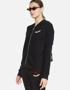 Lauren Moshi Floral Eye Love Zip Up Hoodie W/ Hi Low Hem | Amina By *Women Hoodies