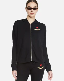 Lauren Moshi Floral Eye Love Zip Up Hoodie W/ Hi Low Hem | Amina By *Women Hoodies