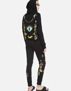 Lauren Moshi Floral Eye Love Zip Up Hoodie W/ Hi Low Hem | Amina By *Women Hoodies