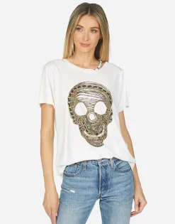 Lauren Moshi Gabriella Beaded Chain Skull*Women Short Sleeve