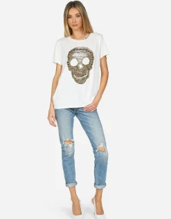 Lauren Moshi Gabriella Beaded Chain Skull*Women Short Sleeve