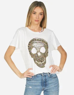 Lauren Moshi Gabriella Beaded Chain Skull*Women Short Sleeve