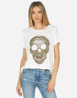 Lauren Moshi Gabriella Beaded Chain Skull*Women Short Sleeve