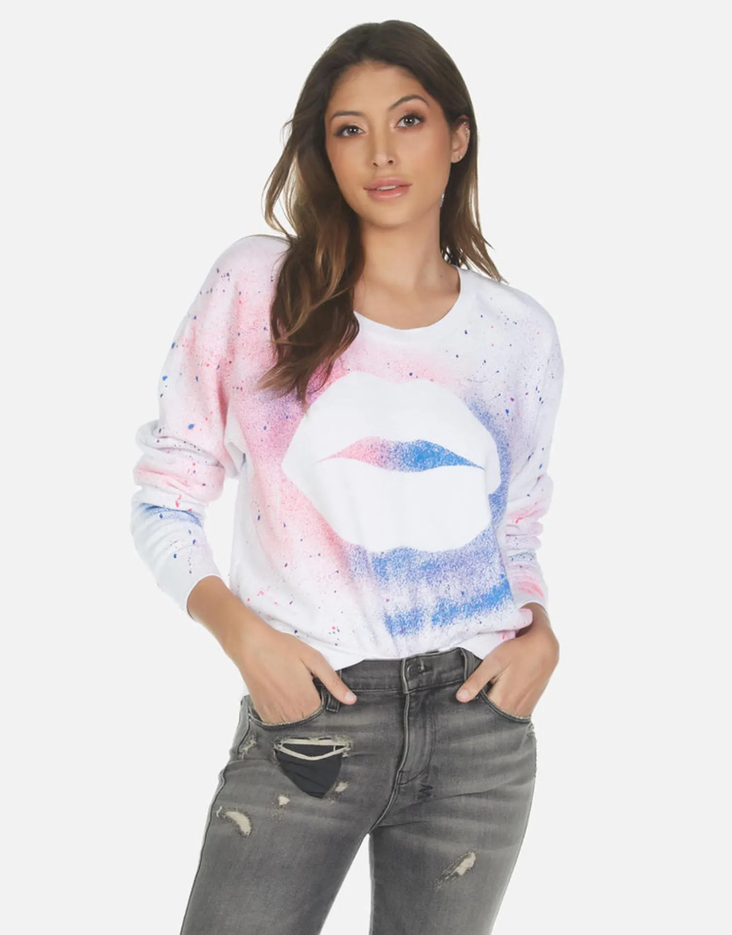 Lauren Moshi Galaxy Lip Women'S Crop Pullover Top | Farrah By *Women Long Sleeve