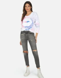 Lauren Moshi Galaxy Lip Women'S Crop Pullover Top | Farrah By *Women Long Sleeve