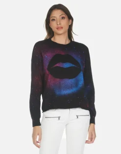 Lauren Moshi Galaxy Lip Women'S L/S Crop Pullover Tee | Luella By *Women Long Sleeve