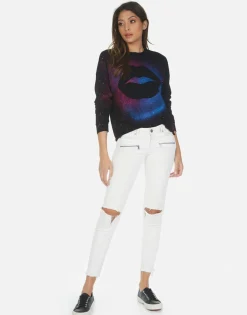 Lauren Moshi Galaxy Lip Women'S L/S Crop Pullover Tee | Luella By *Women Long Sleeve