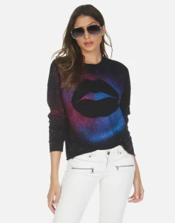 Lauren Moshi Galaxy Lip Women'S L/S Crop Pullover Tee | Luella By *Women Long Sleeve