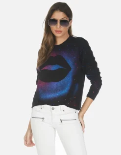 Lauren Moshi Galaxy Lip Women'S L/S Crop Pullover Tee | Luella By *Women Long Sleeve