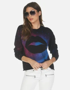Lauren Moshi Galaxy Lip Women'S L/S Crop Pullover Tee | Luella By *Women Long Sleeve